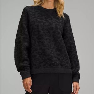 lululemon Wool-Blend Jacquard Sweater Knit Leopard Graphite Grey Black Size L